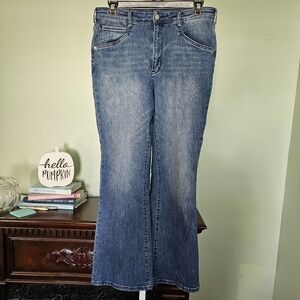 Anthropology Pilcro High Rise‎ Trouser Bootcut Wide Leg Jeans Size 32